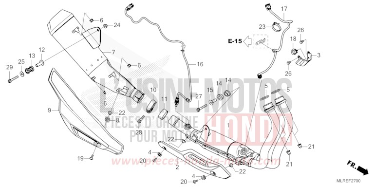 EXHAUST MUFFLER for Hornet 500 PEARL HIMALAYAS WHITE (NHA87) from 2024